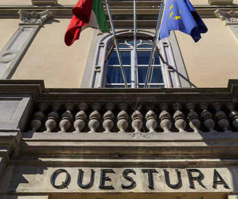 Entrance of the Questura of Florence, where new residents apply for their residency permit and Italian tax code thanks to our bilingual personal assistance.